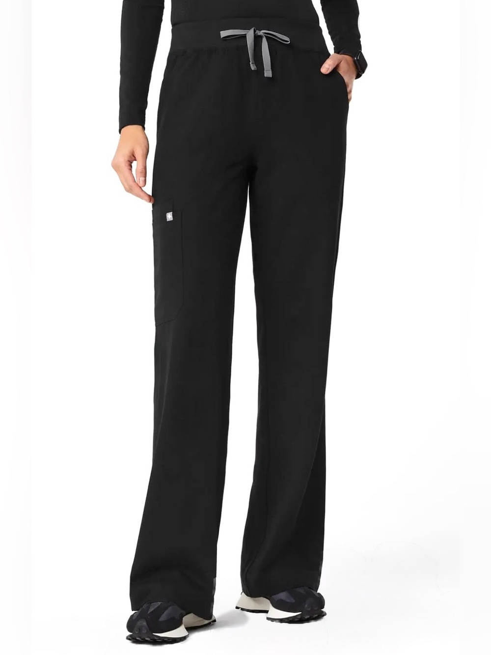 FIGS Technical Collection Black Straight Leg Slit Ankle Scrub Pants